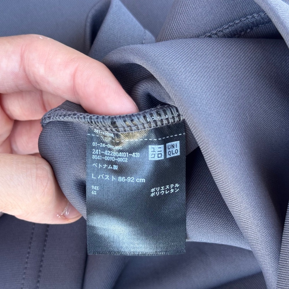 Uniqlo Dry Soft Hoodie Women Large Gray Cropped Boxy Sweatshirt - Picture 5 of 6